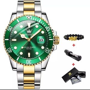 Olevs watch green face